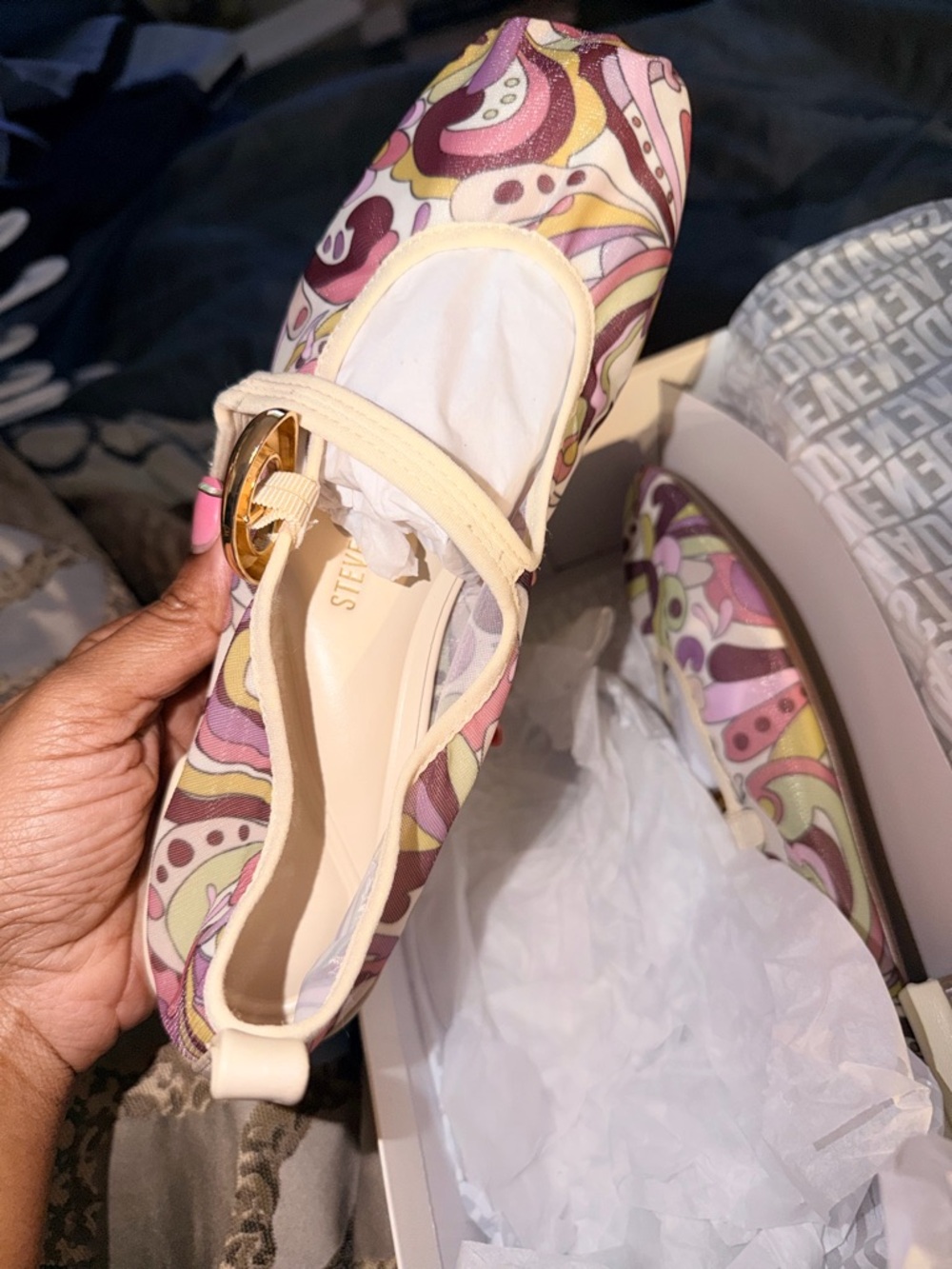 Steve Madden Pink Multicolor Patterned Mary Jane Flats - Picture 4 of 4